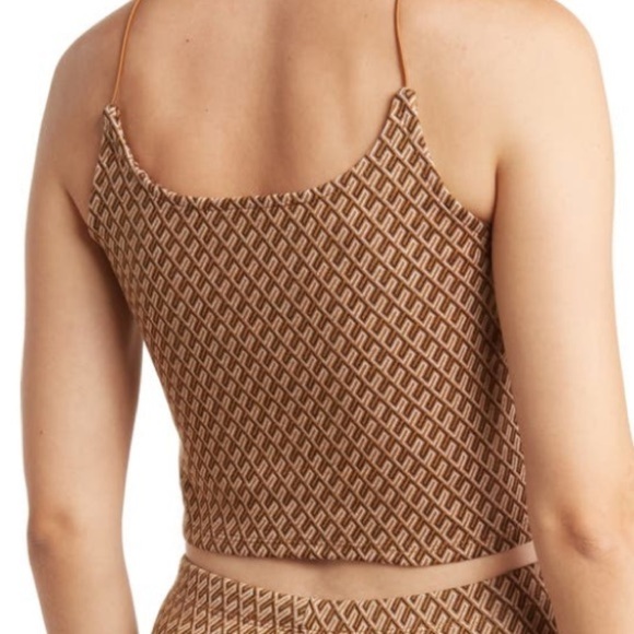 Elodie Elastic Brown Geo Print Cami Crop Tank Top - Size X Small, NWT - Picture 3 of 9